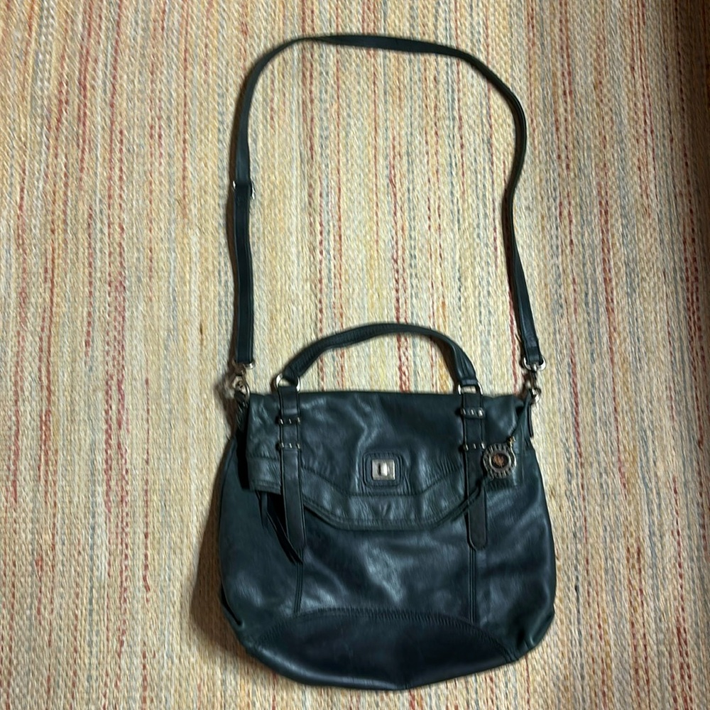 The Sak crossbody leather purse dark grey